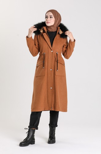 Fur Hooded Coat 2082-03 Tobacco 2082-03