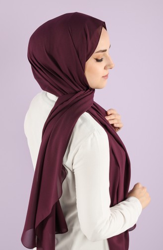 Düz Mina Şifon Şal 16485-01 Koyu Mor