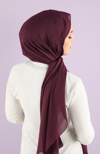 Düz Mina Şifon Şal 16485-01 Koyu Mor