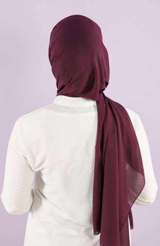Düz Mina Şifon Şal 16485-01 Koyu Mor