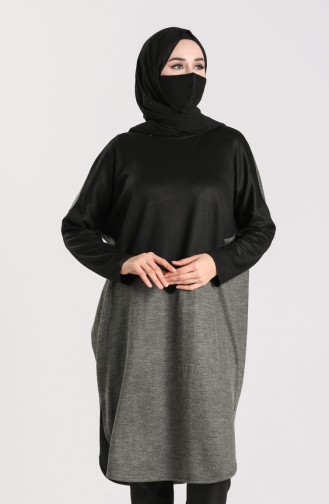 Cepli Maske Hediyeli Tunik 0102-01 Siyah Gri