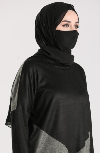 Cepli Maske Hediyeli Tunik 0102-01 Siyah Gri