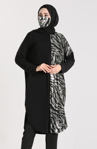 Yarasa Kol Maske Hediyeli Tunik 0106-01 Siyah