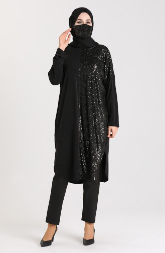 Yarasa Kol Maske Hediyeli Tunik 0108-01 Siyah