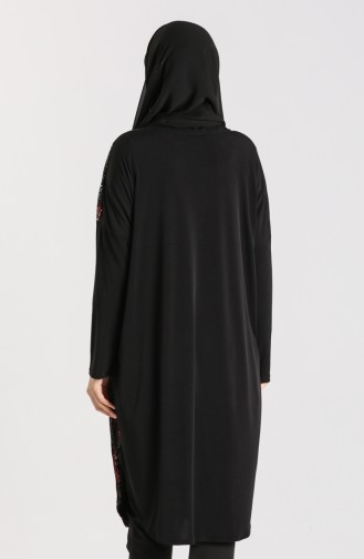 Payetli Maske Hediyeli Tunik 0109-02 Siyah Bordo