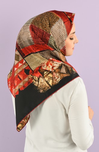 Patterned Twill Scarf 8557-05 Red Black 8557-05