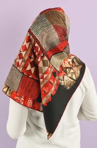 Patterned Twill Scarf 8557-05 Red Black 8557-05
