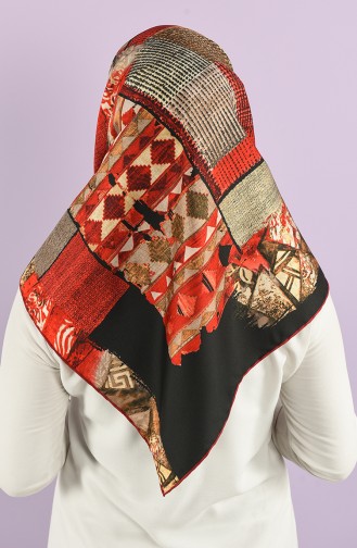 Patterned Twill Scarf 8557-05 Red Black 8557-05