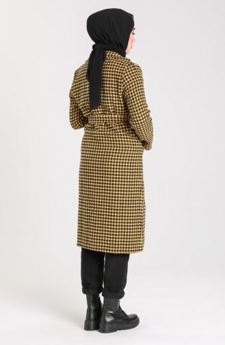 Houndstooth Patterned Coat 5338-05 Black Mustard 5338-05