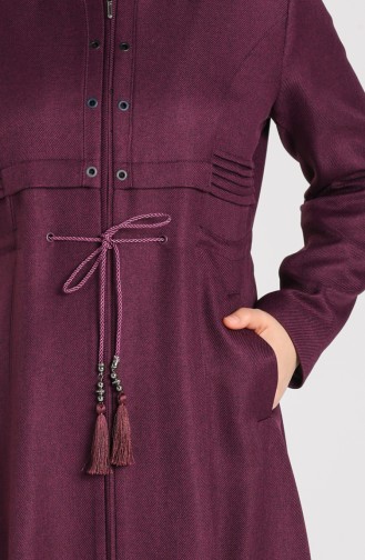 Plus Size waist Shirred Zipper Coat 1018-05 Damson 1018-05