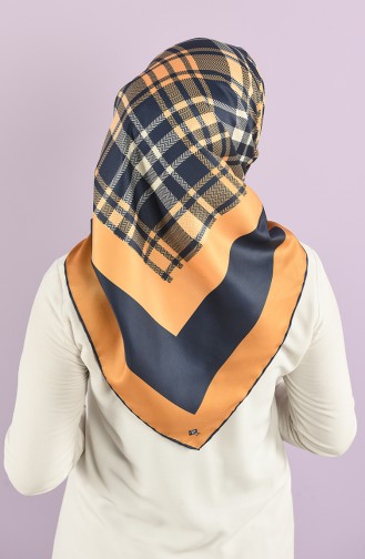 Art Scarf Mask Combination -art-esp-02 Saffron Color Navy Blue 02