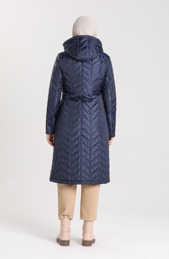 Hooded Quilted Coat 0132-01 Navy Blue 0132-01