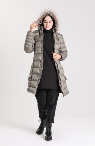 Hooded Quilted Coat 13051-03 Smoked 13051-03