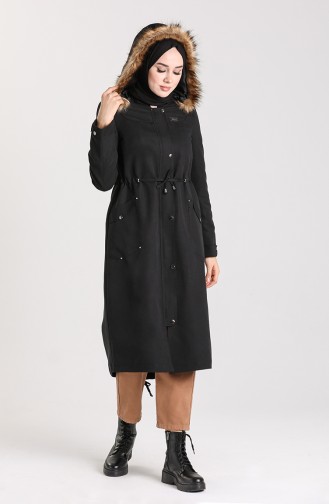 Kapüşonlu Mont 4106-03 Siyah