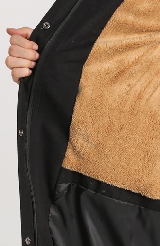 Shirred waist Fur Coat 4122-01 Black 4122-01