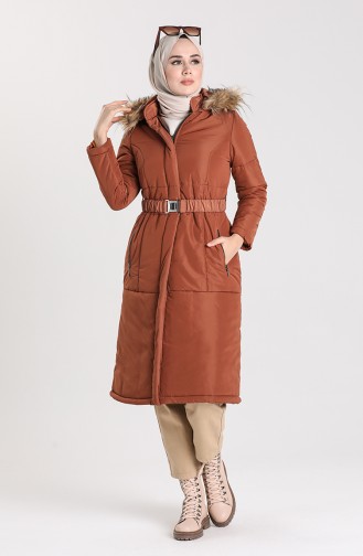 Fur quilted Coat 5162-03 Tobacco 5162-03