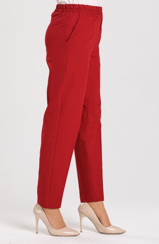 Beli lastikli Pantolon 5346-04 Bordo