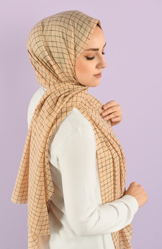 Square Patterned Flamed Shawl 90678-09 Beige 90678-09