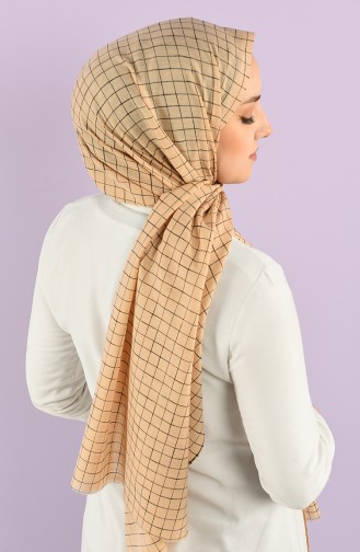 Square Patterned Flamed Shawl 90678-09 Beige 90678-09