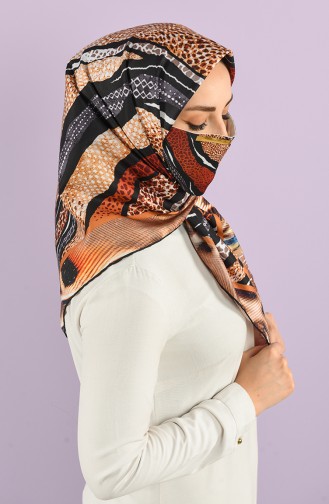 Art Eşarp Maske Kombin -ART-ESP-18 Siyah Camel