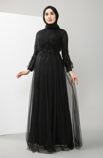 Schwarz Hijab-Abendkleider 4825-03