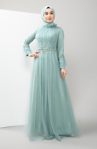 Unreife Mandelgrün Hijab-Abendkleider 4825-04