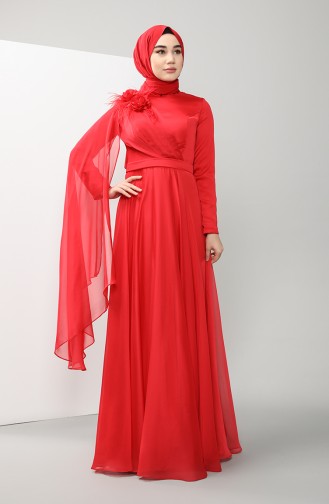 Rot Hijab Kleider 4836-01
