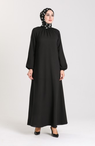 Schwarz Hijab Kleider 3210-04