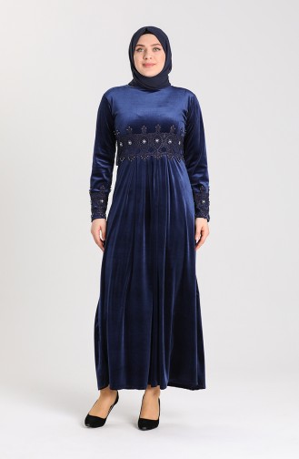 Navy Blue İslamitische Jurk 0113-01