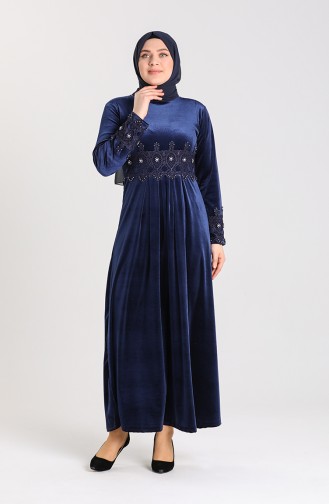 Navy Blue İslamitische Jurk 0113-01