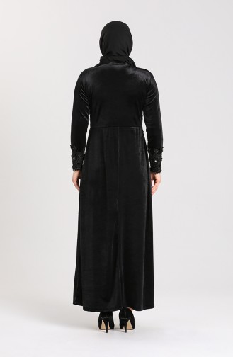 Plus Size Pearl Velvet Dress 0113-02 Black 0113-02