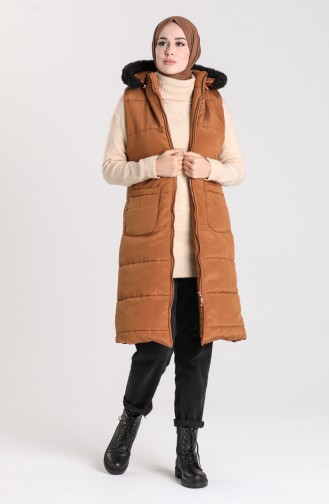 Zipper quilted Vest 1053d-03 Tobacco 1053D-03