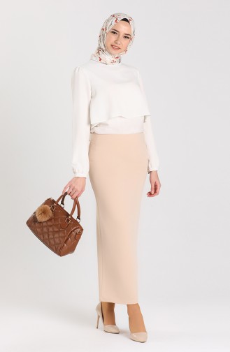 Straight Pencil Skirt 2286-02 Beige 2286-02