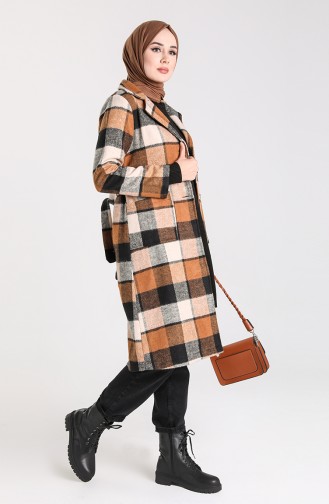 Plaid Coat 5339-10 Camel Beige 5339-10