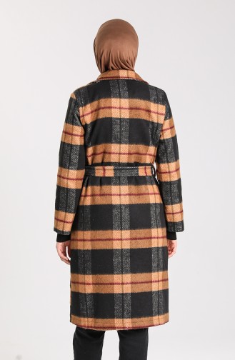 Plaid Coat 5339-11 Camel Black 5339-11