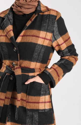 Plaid Coat 5339-11 Camel Black 5339-11