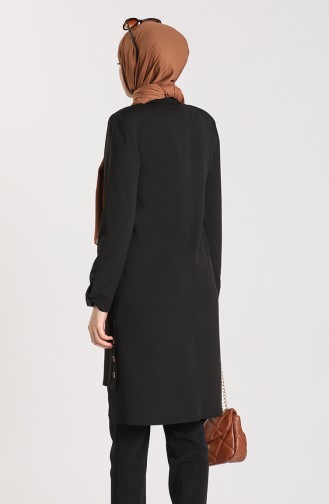 Buttoned Asymmetric Tunic 5026-01 Black 5026-01