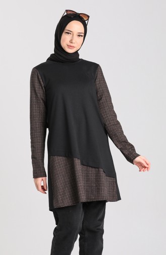 Plaid Garnish Tunic 3232-04 Black 3232-04