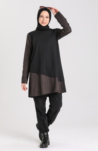 Plaid Garnish Tunic 3232-04 Black 3232-04