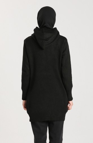 Knitwear Hooded Long Sweater 9119-08 Black 9119-08