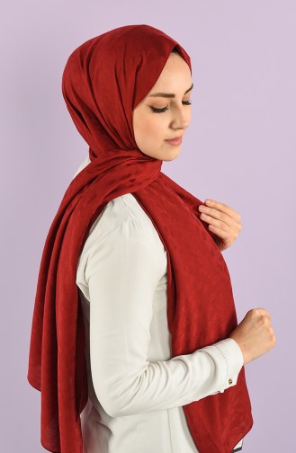 Jakarlı Düz Renk Şal 15239-03 Bordo