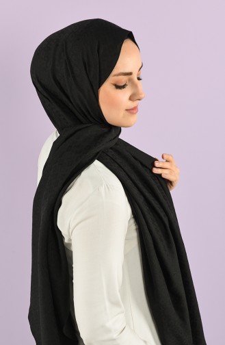 Square Jacquard Plain Shawl 15240-01 Black 15240-01