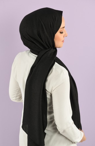 Square Jacquard Plain Shawl 15240-01 Black 15240-01