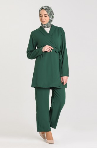 Tie-back Double Trousers Double Suit 1086-06 Emerald Green 1086-06
