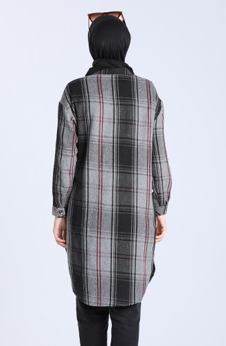 Plaid Pattern Long Tunic 5579-08 Smoked 5579-08