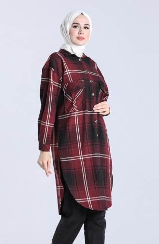 Plaid Pattern Long Tunic 5579-09 Damson 5579-09