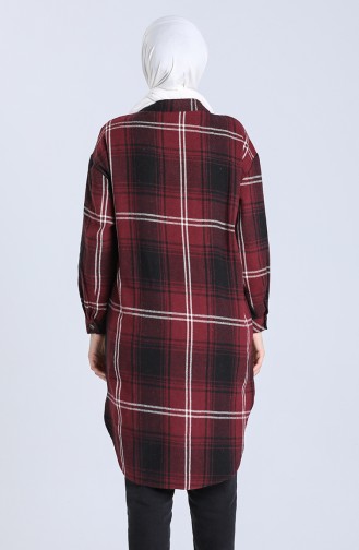 Plaid Pattern Long Tunic 5579-09 Damson 5579-09