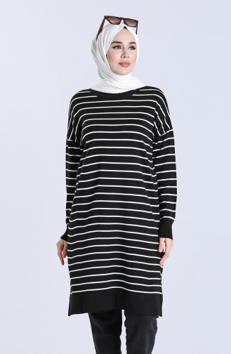 Striped Knitwear Tunic 4260-03 Black 4260-03