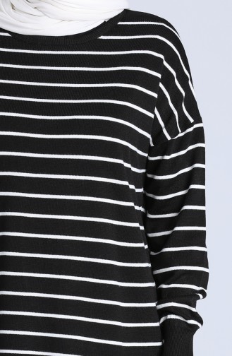 Striped Knitwear Tunic 4260-03 Black 4260-03