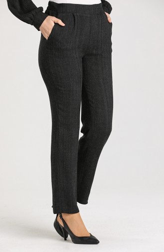 Straight Leg Trousers with Pockets 0130-01 Black 0130-01
